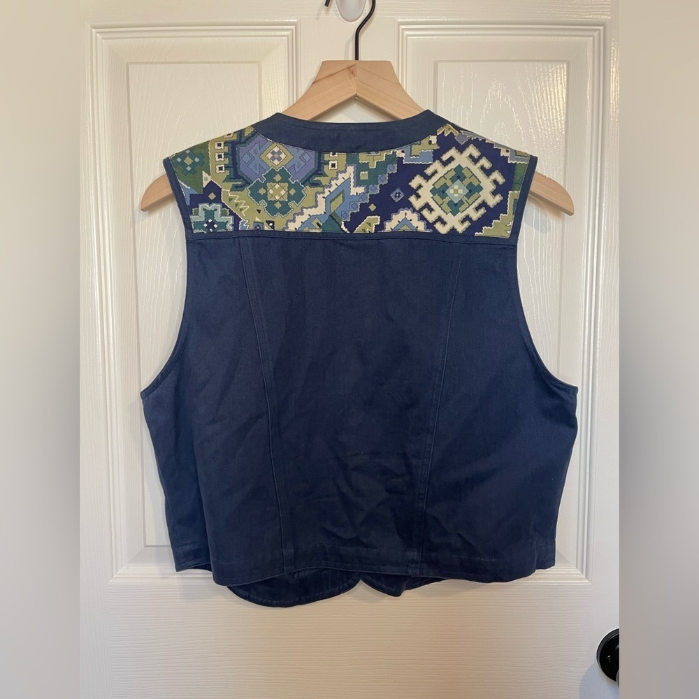 Vintage Susan Bristol 100% Cotton Patchwork Floral Geometric Vest - Picture 5 of 6